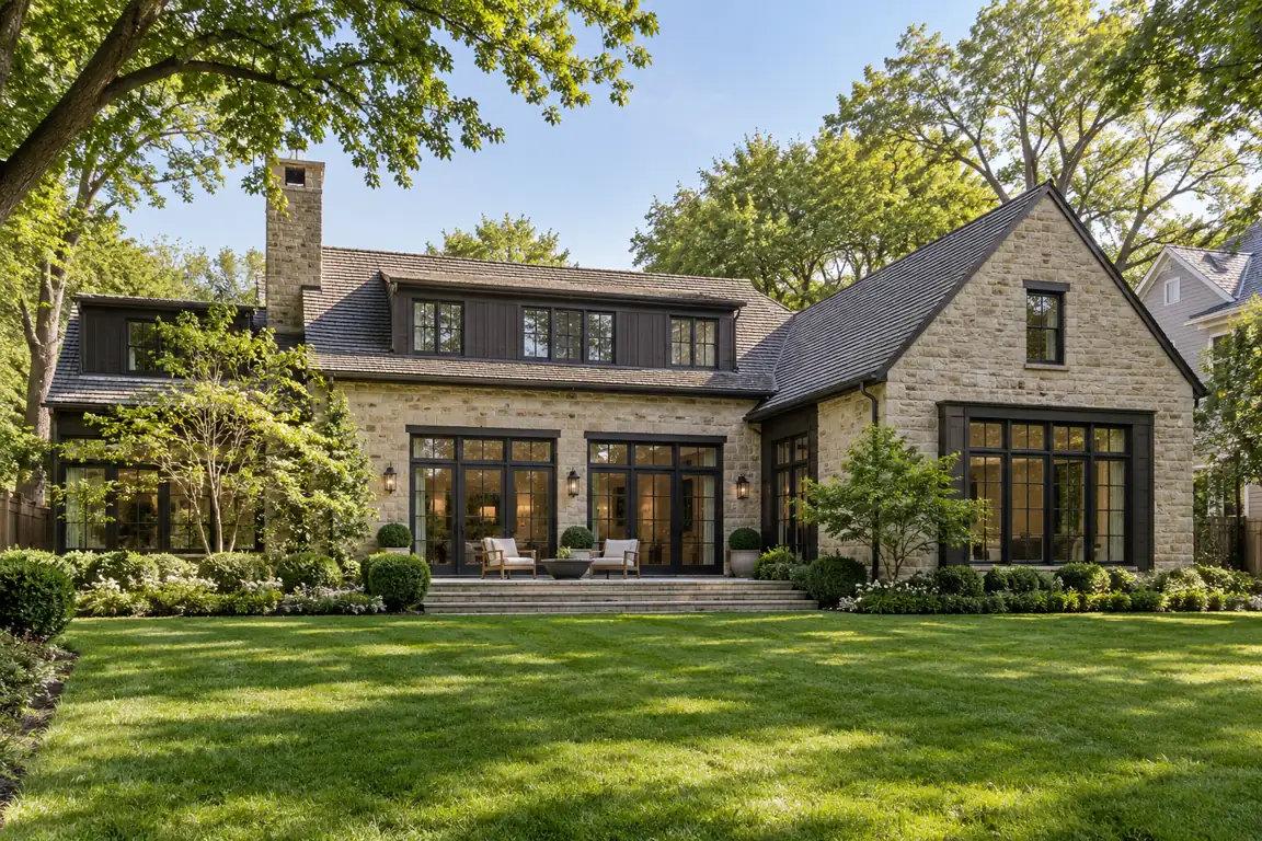 Limestone home with dormers in Conway Farms, Lake Forest, IL