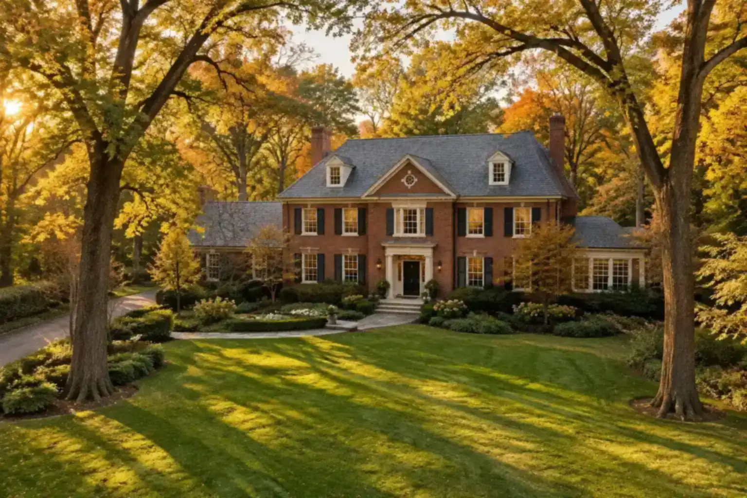 Brick home on a large wooded lot in Lake Forest, IL, where land drives much of the value