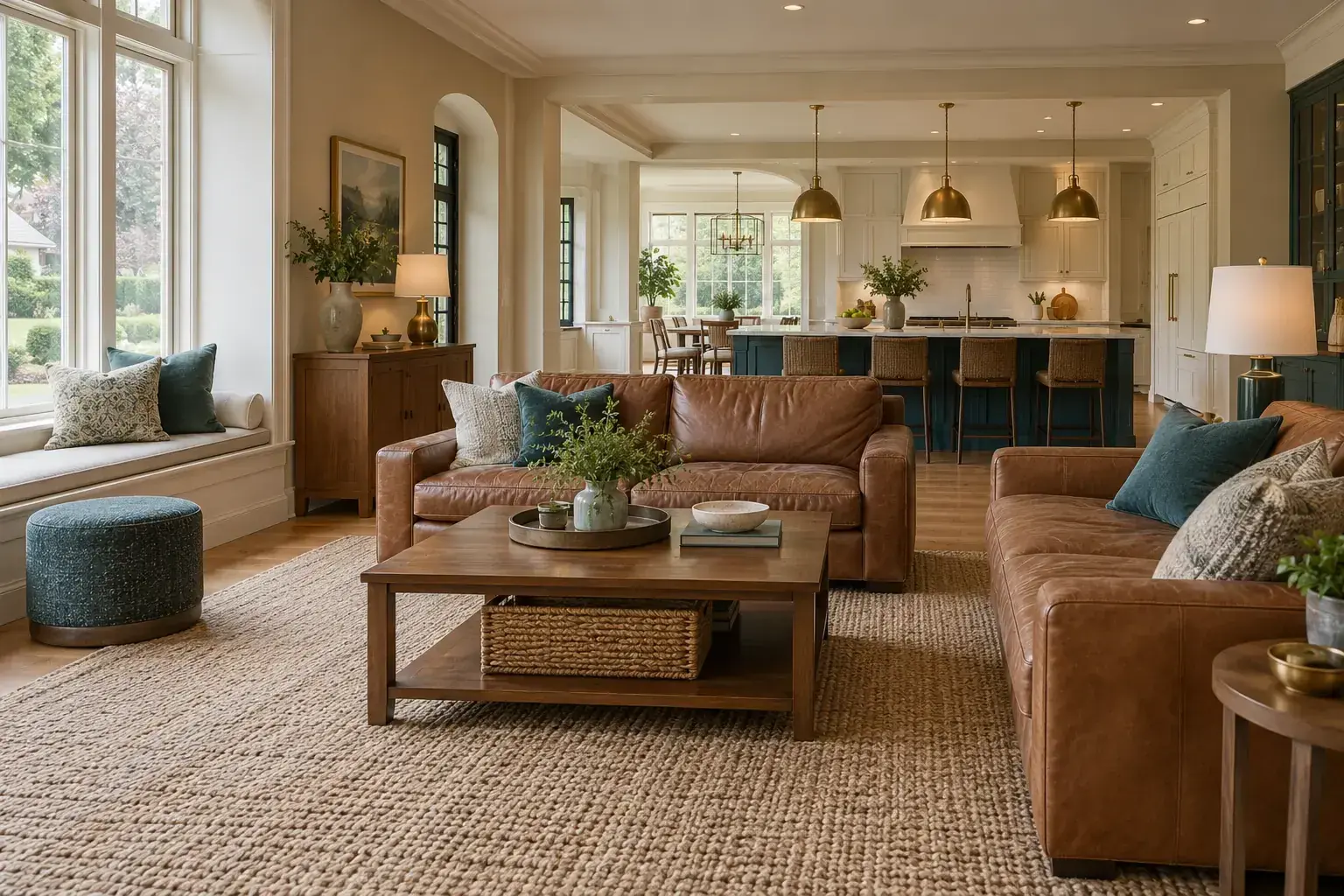 Family room open to the kitchen in one of the homes for sale in West Lake Forest, IL