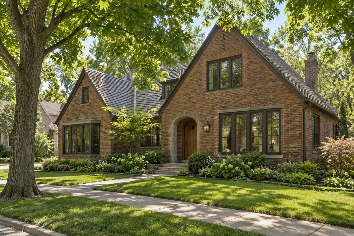 Brick home on a sidewalk street, a short walk from the Metra in Lake Forest, IL